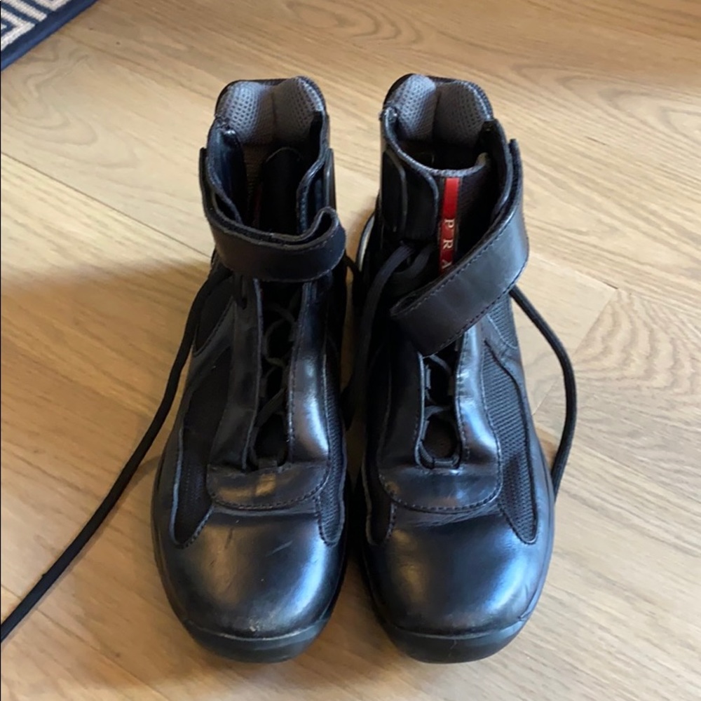 Prada Mens Black High Top Sneakers
